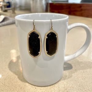 SOLD Kendra Scott Elle Black Opaque Glass Drop Earrings in Gold